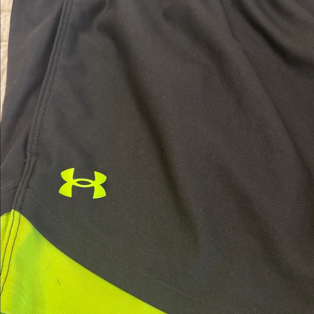 Under Armour Black and Lime Green Performance Shorts - Picture 2 of 8